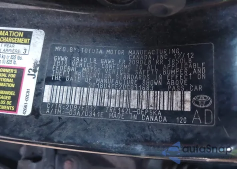 2013 Toyota Corolla S from USA, damaged, VIN 2T1BU4EE2DC011683